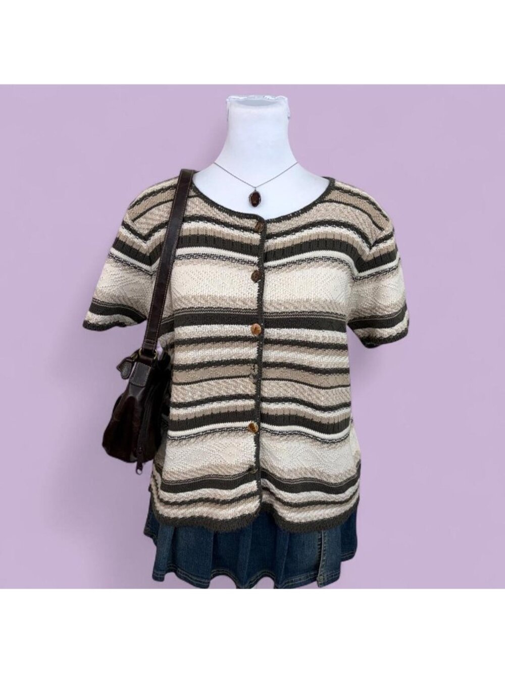 90s striped granola girl cardigan shirt
